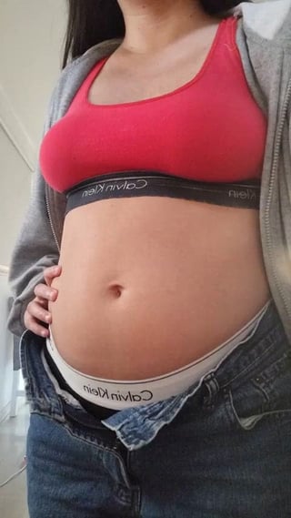 Belly swollen with food and water