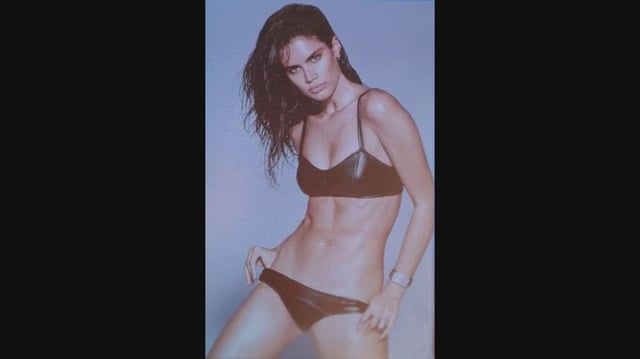 Leather bikini and Sara Sampaio are a perfect match