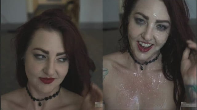 BShe said Bukkake wasn't one of her fantasies, now she is a believer -"This is fucking hot, I got painted with spunk today"