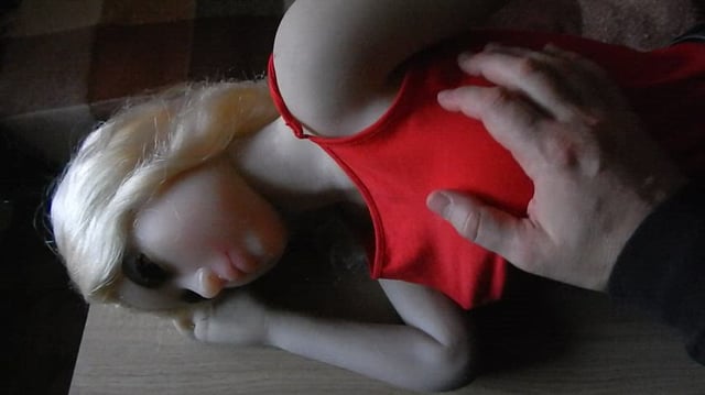 Blondy doll Lia. It is nice to caress her.