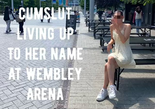 Making her spunk in front of the Wembley Arena arch
