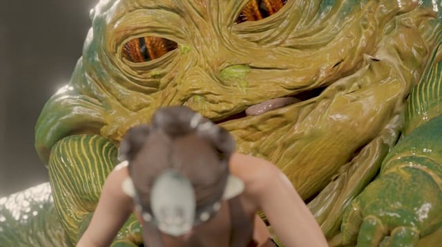 Leia dressed in Oola's outfit &amp; Jabba the Hutt (PN34)