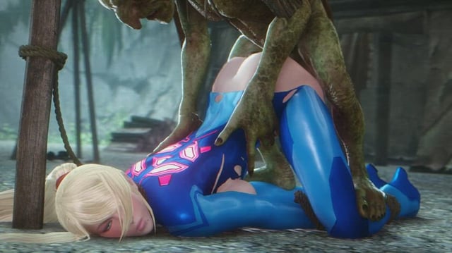 After crashlanding on an unkown planet, Samus was taken captive by the local goblins, forced to become their new fucktoy. (Noname55)